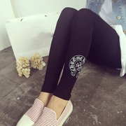 Quần legging hiệu thủy tinh của phụ nữ mặc đồ cotton mỏng co giãn thể thao kích thước lớn chín điểm quần yoga chân mùa hè - Quần tây thường