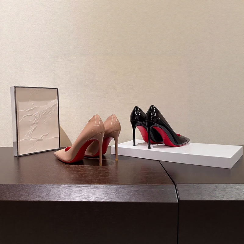 Size 35-45, Large Size Red-Soled High-Heeled Shoes for Women, Patent Leather, New Style, Commuter Pointed-Toe, Shallow Mouth, Elegant, Sexy, Stiletto Heels