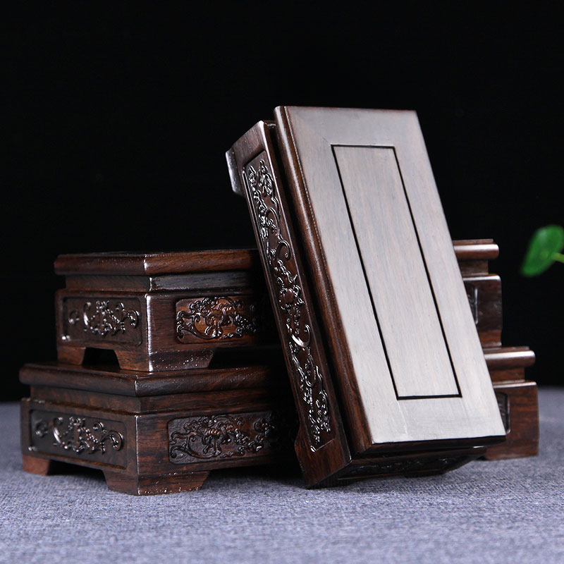 Black Sandalwood Base Real Wood Buddha Base Red Wood Engraving Handicraft Swing Accessories Stone Flower Pot Base Nursery