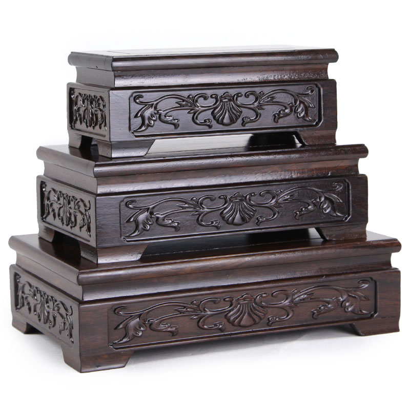 Mahogany frame base solid wood craft gift ornament rectangular ornament stone strange stone flower pot vase teapot Buddha statue base