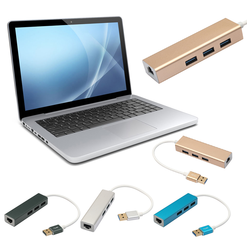 USB TO RJ45 LAN Gigabit Network Card USB Cable Converter with 3 Port 3 0 High Speed HUB Extension