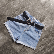 American foundation Classic Sexy Curbside Hot Pants Woman Summer Retro High Waist Straight Cylinder Elastic Loose Denim Shorts