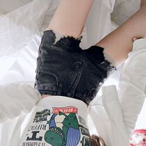Ultra-small size denim shorts womens fashion black hole denim hot pants tide thin high waist small man 24-size shorts