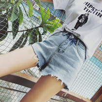20 years of new summer irregular high waist small size denim shorts women chic wind show leg length 24 yards student hot pants tide