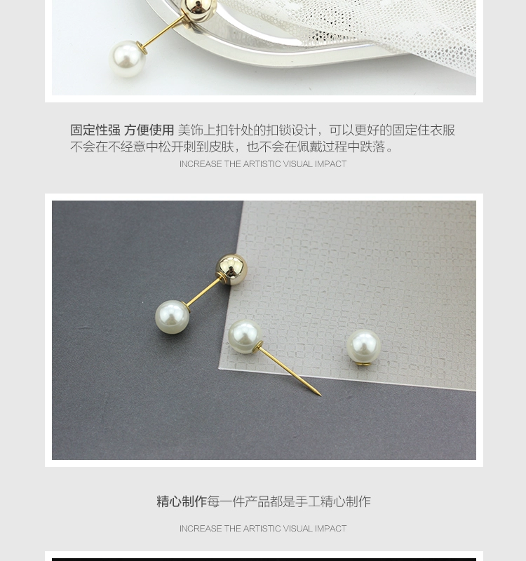 Đôi ngọc trai từ pin cổ áo trâm cài áo len nữ corsage áo len nhỏ pin Hàn Quốc hoang dã khăn choàng khóa phụ kiện huy hiệu cài áo sang chảnh