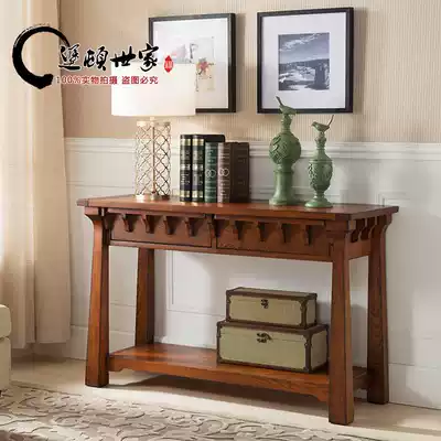New American country open lacquered white wax solid wood corridor retro simple foyer aisle old porch table