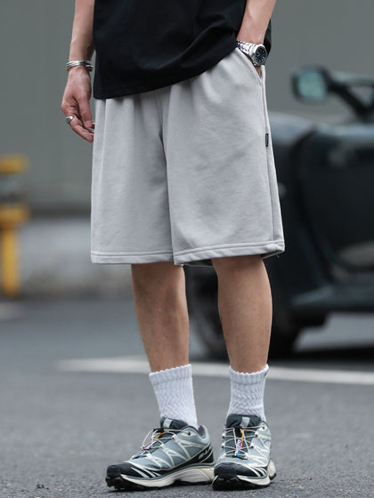 370g嘿马七作日系复古夏季男款宽松廓形针织短裤休闲宽松五分裤子