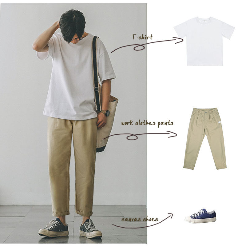 280 210 grams Hey Ma Qizuo original Japanese retro solid color summer men's T-shirt Tide brand short-sleeved off-the-shoulder base shirt