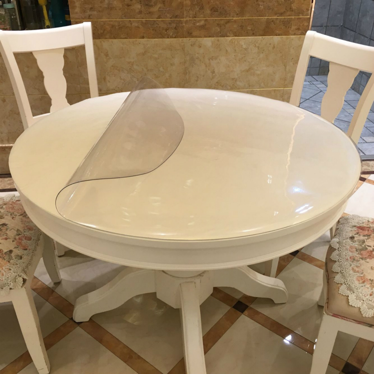 Round table tablectable cloth thickened PVC round soft glass table mat transparent and waterproof and anti-wash round table cloth