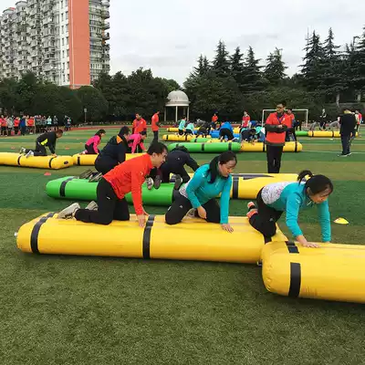 Fun sports games props Inflatable team building to help each other in the same boat Soft bamboo raft bridge crossing the river to expand activities equipment games