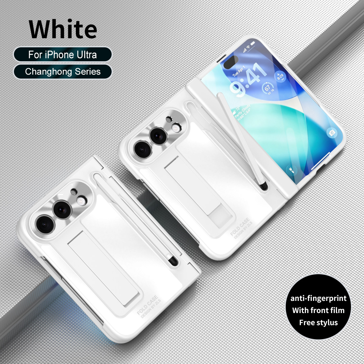 Style 5 — Anti-fingerprint Hinge Stand Lens Film iPhone Case