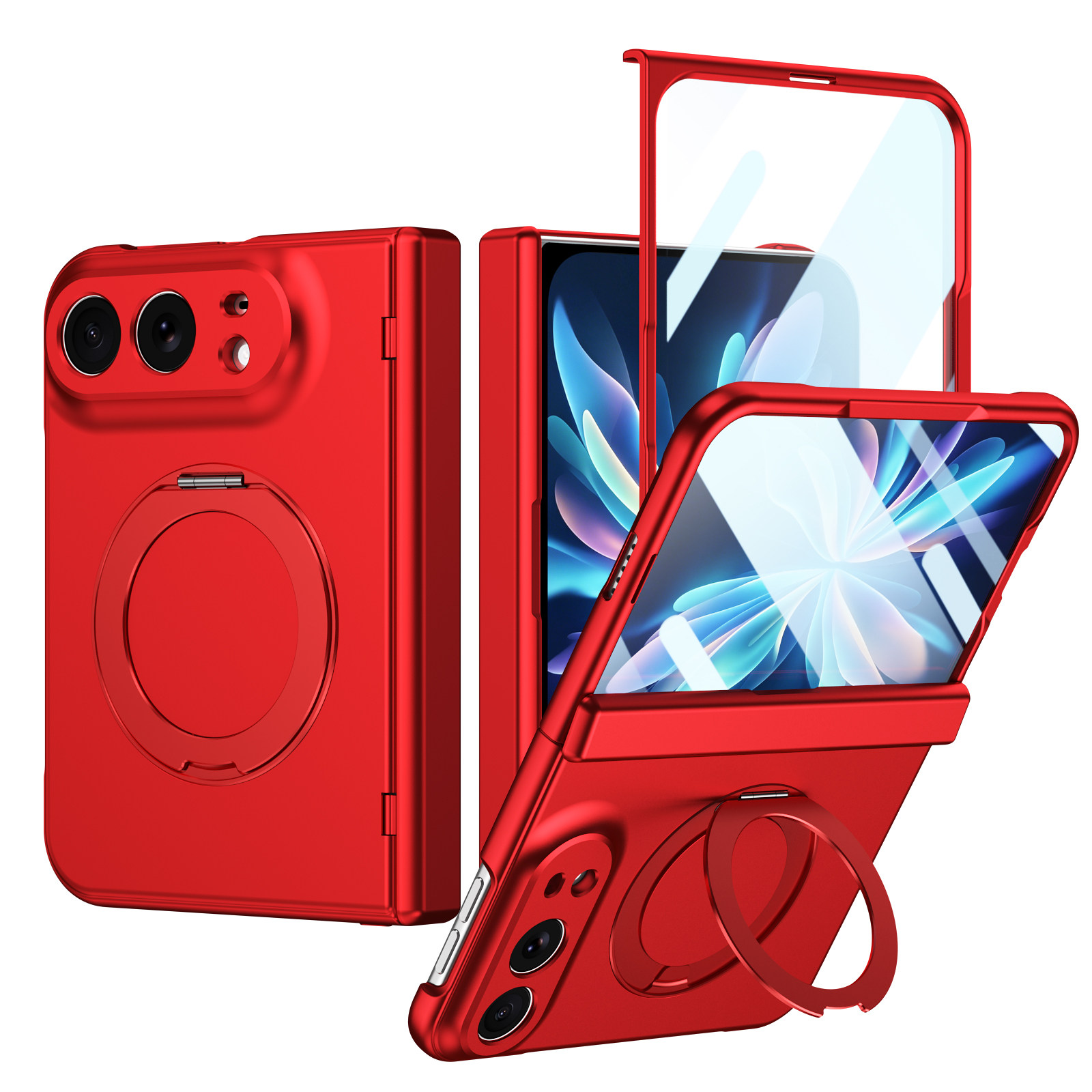 Style 4 — Integrated Film Magnetic Stand Rotating Ring Lens iPhone Case