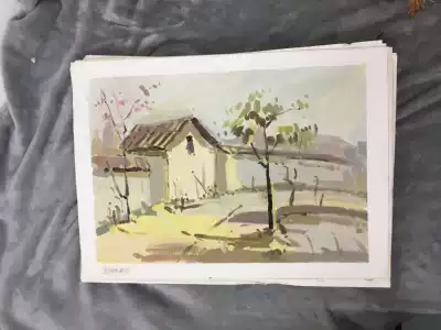 Spot finished products on behalf of painting gouache still life painting gouache landscape painting on behalf of painting watercolor Zi Yuanhong village color gouache