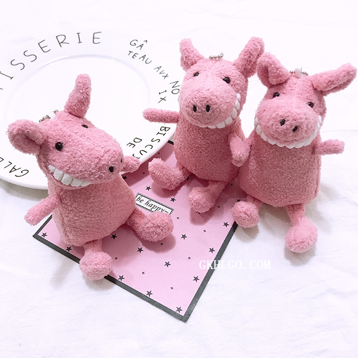 Day Series Korean Wind Smile Big Teeth Cute Little Pig Key Clasp Pendant Girl Hearts Plush Bag Hang Accessories Doll Paparazzi