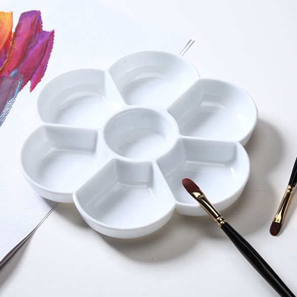 Large thickened plum blossom ring palette 7 grid palette watercolor Chinese painting gouache paint palette wash holder