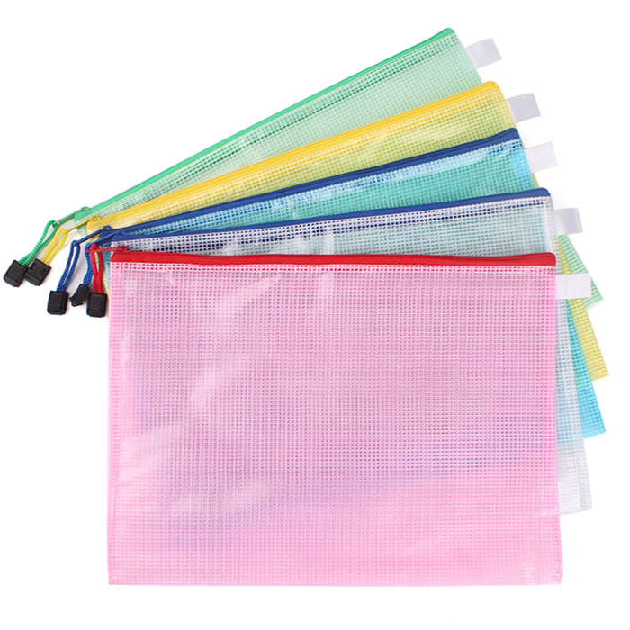 A4 Mesh Pull Chain Bag Pull Chain File Bag Mesh Bag Large Number File Bag Waterproof Moisture Protection