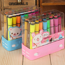 Student stationery 12 24 36 color watercolor pen set children with seal color pen brush thick washable