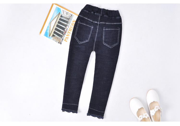 Quần jeans bé gái cộng với nhung dày 2018 quần ngoại mới cho bé quần cotton 3 lớp Bắc ngoài mặc rộng váy trẻ em hàn quốc