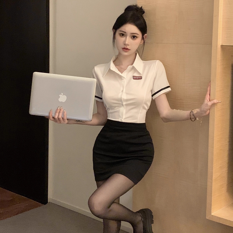 Summer New Style Slimming White Shirt and Pencil Skirt Professional Suit Foot Spa 4S Store Hotel Front Desk Work Uniform for Women