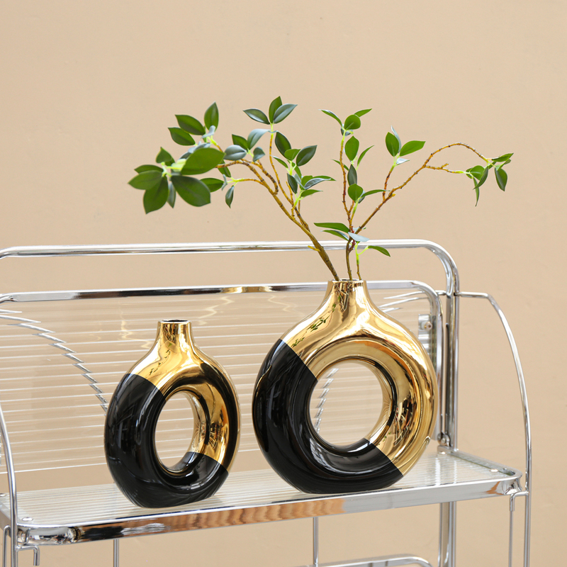 High-End Gold Ceramic Vase, Light Luxury Style Ornament, Living Room Flower Arrangement Device, Wine Cabinet, Guesthouse Model Room Decoration High-End Gold Ceramic Vase, Light Luxury Style Ornament, Living Room Flower Arrangement Device, Wine Cabinet, Guesthouse Model Room Decoration