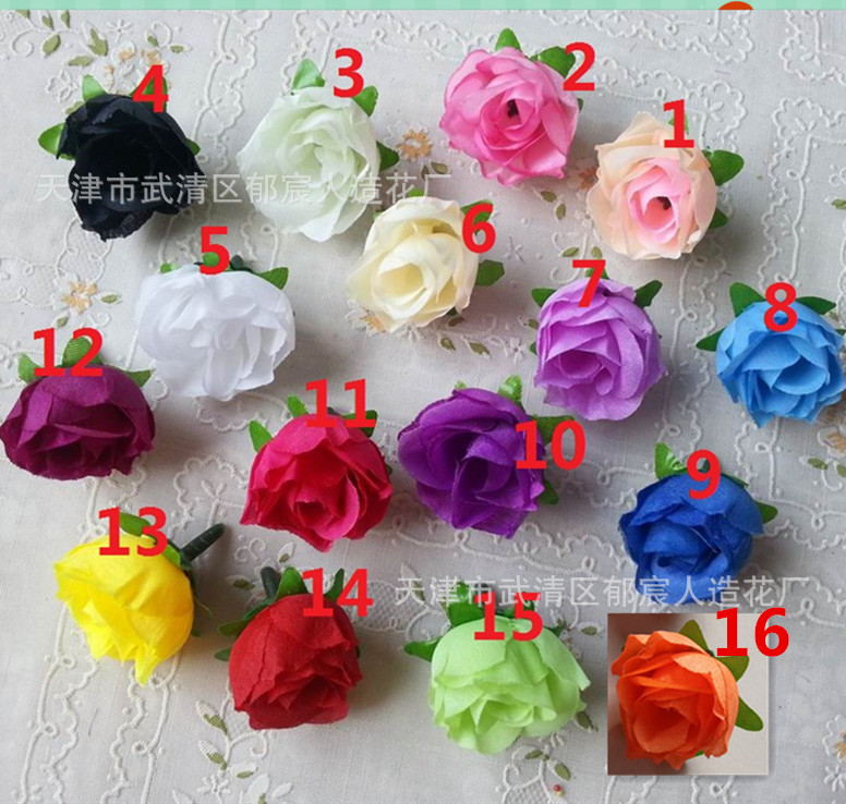 Single emulated rose flower artificial flower head emulation flower handmade DIY small flower bud wedding flower wall flower arrangement