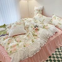 Хлопковый комплект, пододеяльник для принцессы, простыня, 4 предмета