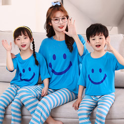 Parent -child Model set in summer children's thin short -sleeved long pants home, mother and daughter air -conditioning, pajamas, big children in pajamas
