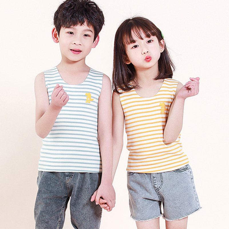 Children's vests boys and girls summer free cut cotton seamless stretch underwear middle-aged children's thin sleeveless