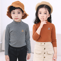 Boys and girls half turtleneck bottoming shirts autumn and winter childrens long-sleeved cotton T-shirts mid-neck tops spring and autumn middle and small children