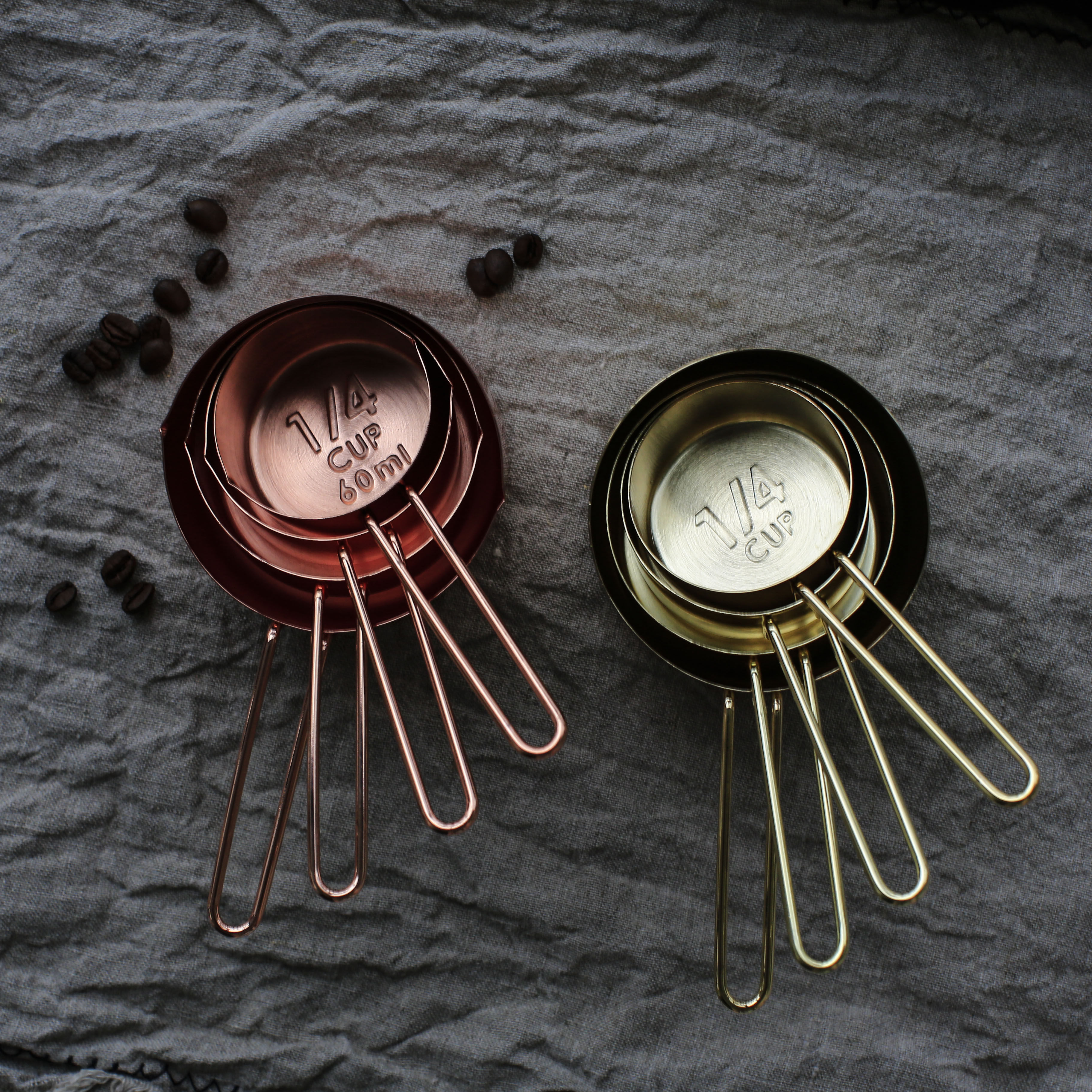 FUSSHOF brass measuring cup Rose gold stainless steel cooking baking measuring spoon ins Nordic retro photography props