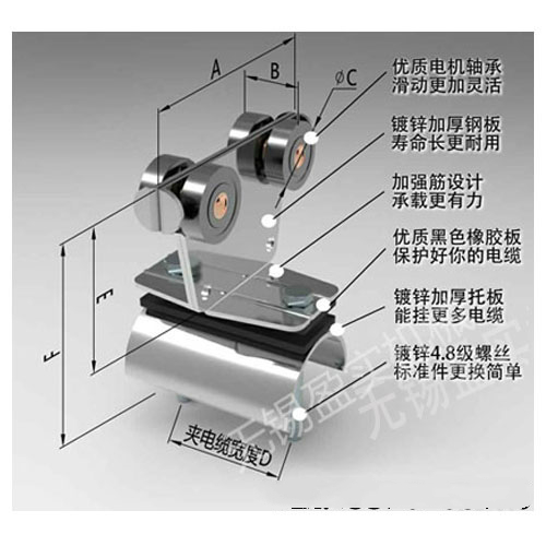 Tin-free quality galvanized HXDL-C40 cable slide rail suspension trough C40 slip rail c-type cable tackle
