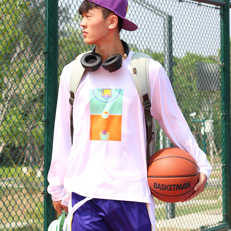 Basketman 2021 Alphabetic Short Sleeve T-Shirt Men's Loose Basketball Training Suit Quick Dry Fitness Crewneck Print Custom Tops