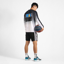 Basket sports T-shirt long sleeve base shirt black and white gradient basketball element leisure loose round neck sleeve sweater