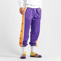 Basketball breasted pants men James side open button pants Kobe full open buckle Lakers heat training bunch foot out pants