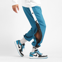 Sports pants mens volleyball buckle pants thick basketball training pants full open buckle leg pants quick off pants loose appearance pants