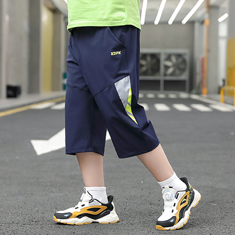 Fat Boy's Cropped Pants, Boys' Mid-Length Pants, Summer Thin Loose Breeches for Older Children, Extra Large Size, Quick-Drying Sports Shorts Fat Boy's Cropped Pants, Boys' Mid-Length Pants, Summer Thin Loose Breeches for Older Children, Extra Large Size, Quick-Drying Sports Shorts