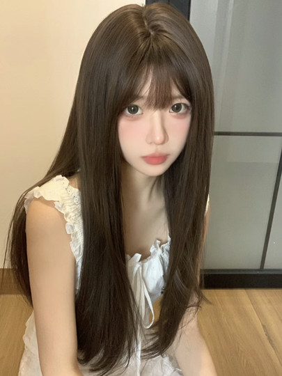 呐森假发女长发长直发双马尾Lolita圆脸甜美自然夏天网红JK全头套