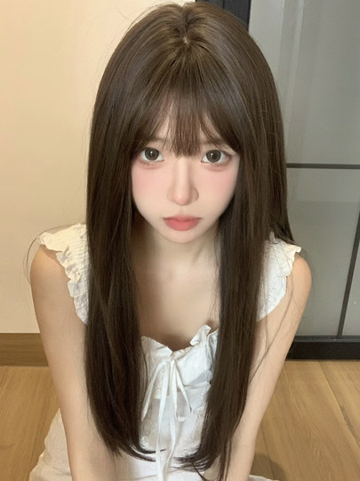 呐森假发女长发长直发双马尾Lolita圆脸甜美自然夏天网红JK全头套