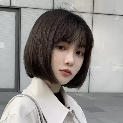 Wig female short hair round face comics air banghai natural girl First Love head short hair full headgear type wave head