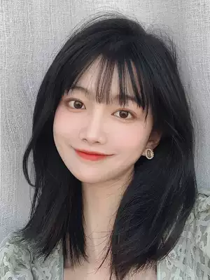 Wig female medium long clavicle hair air banghai Net red long straight hair inner buckle Xin Zhi Lei short hair natural full head cover