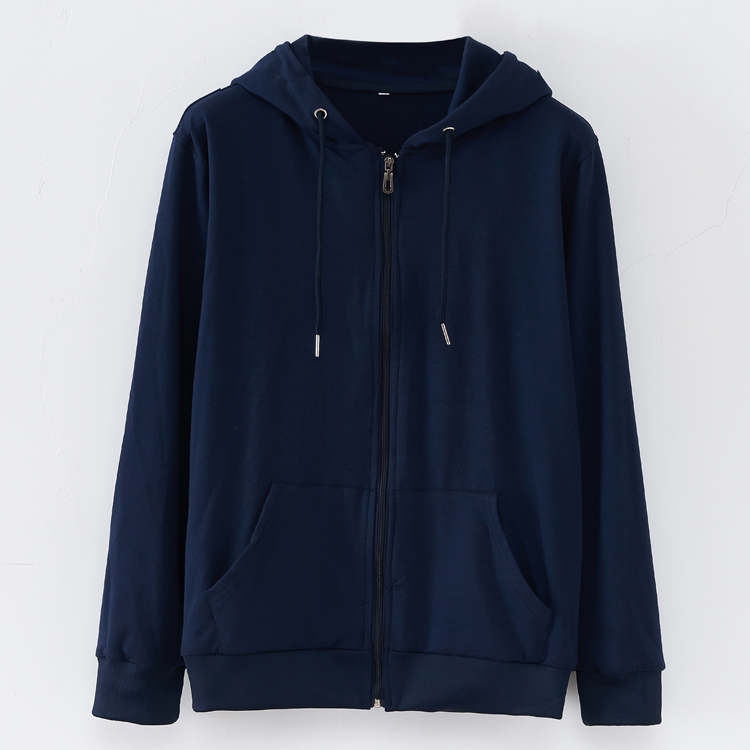 Spring and Autumn Thin Solid Color Casual Versatile Hooded Sweatshirt Thin Men's Loose Long-Sleeve Zip-Up Cardigan Couple's Jacket
