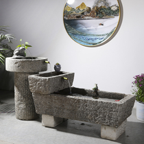 Bluestone fish tank old stone trough manger outdoor water feature old sink courtyard hall decoration pig trough stone basin running water combination