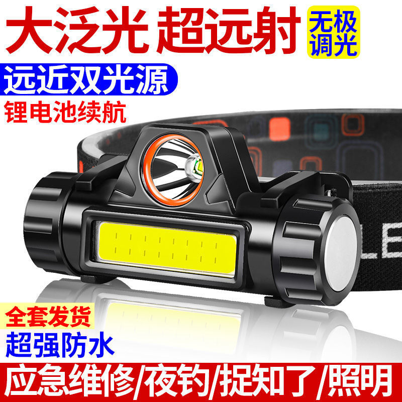 LED headlight strong light super bright head-mounted flashlight outdoor long-range charging clip cap night fishing small xenon miner's lamp