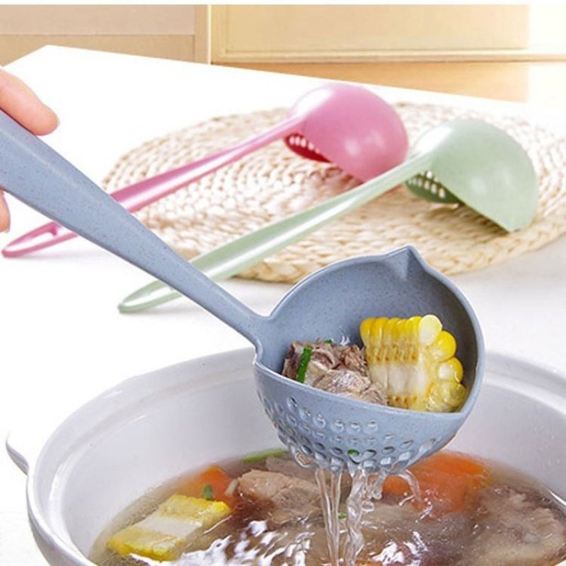 Wheat straw hot pot colander soup spoon long handle small size porridge serving porridge home commercial kitchen set colander