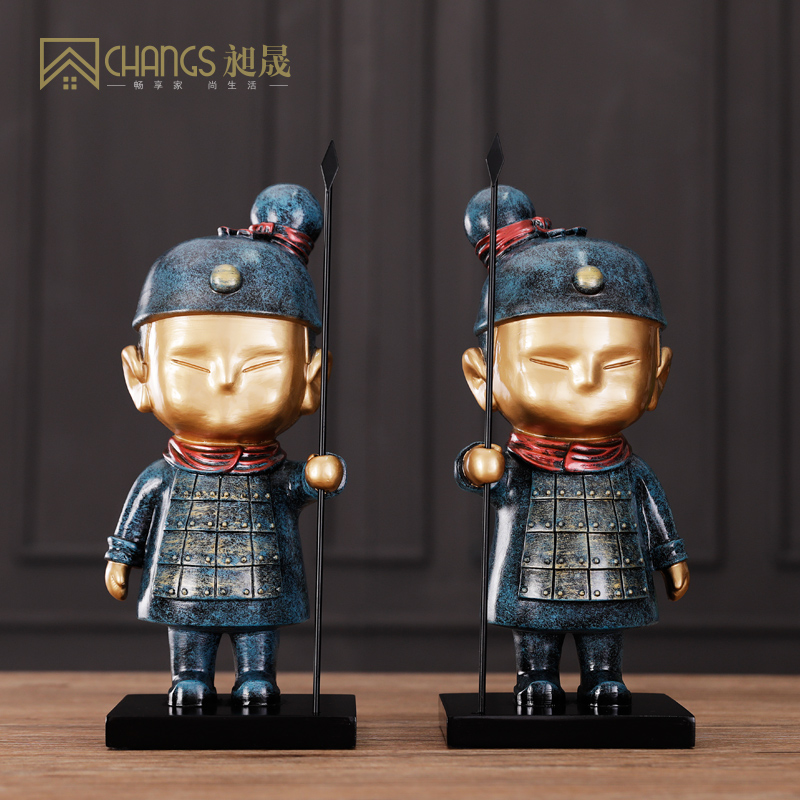 Small Soldier Terracotta Warriors swing pieces Home Wine Cabinet Jo Relocation Gift opening Merchants Creative TV cabinet Hyun Guan Cabinet Decorations