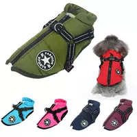 Large Pet Dog Jacket With Harness Winter Warm Dog Clothes Fo