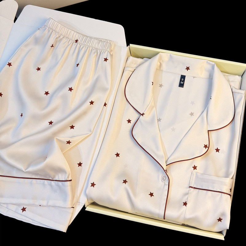 Fpb Clothes Ice Silk Pajamas for Women, Silk Spring and Summer Short-Sleeved Shorts, High-End, Wearable Home Wear Set Fpb Clothes Ice Silk Pajamas for Women, Silk Spring and Summer Short-Sleeved Shorts, High-End, Wearable Home Wear Set