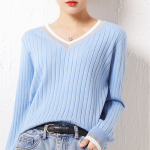 【隽雅】秋冬新款宽松V领毛衣