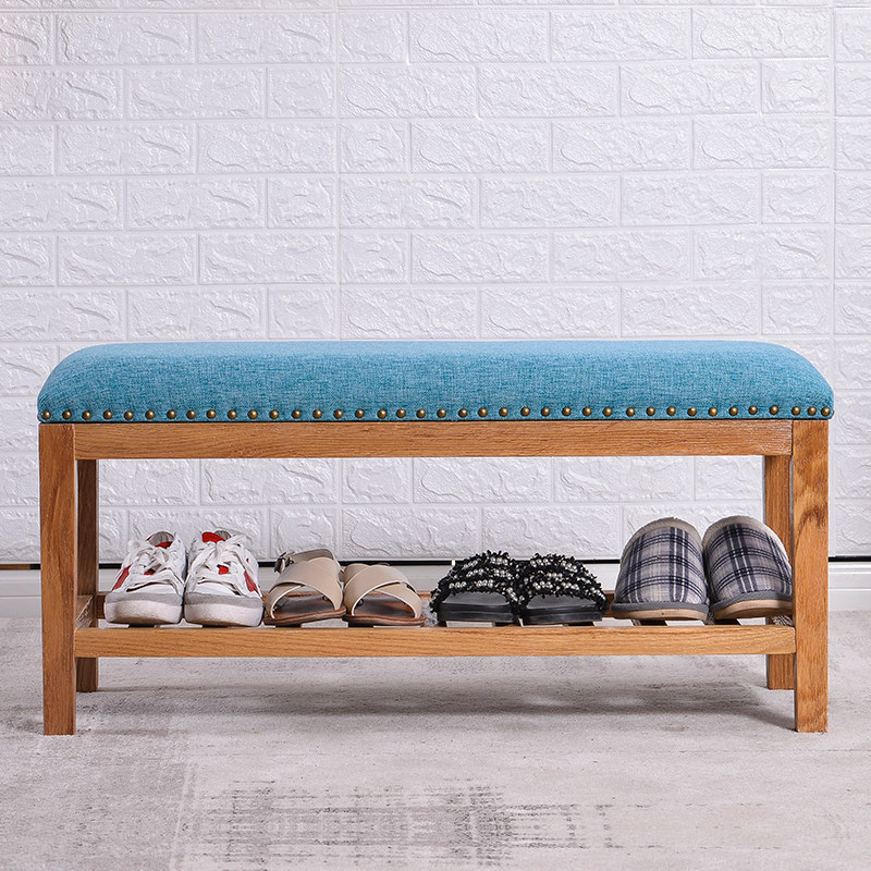 Household shoe changing stool solid wood door multi-functional soft bag cushion can sit in the door and wear a shoe stool into the home bench