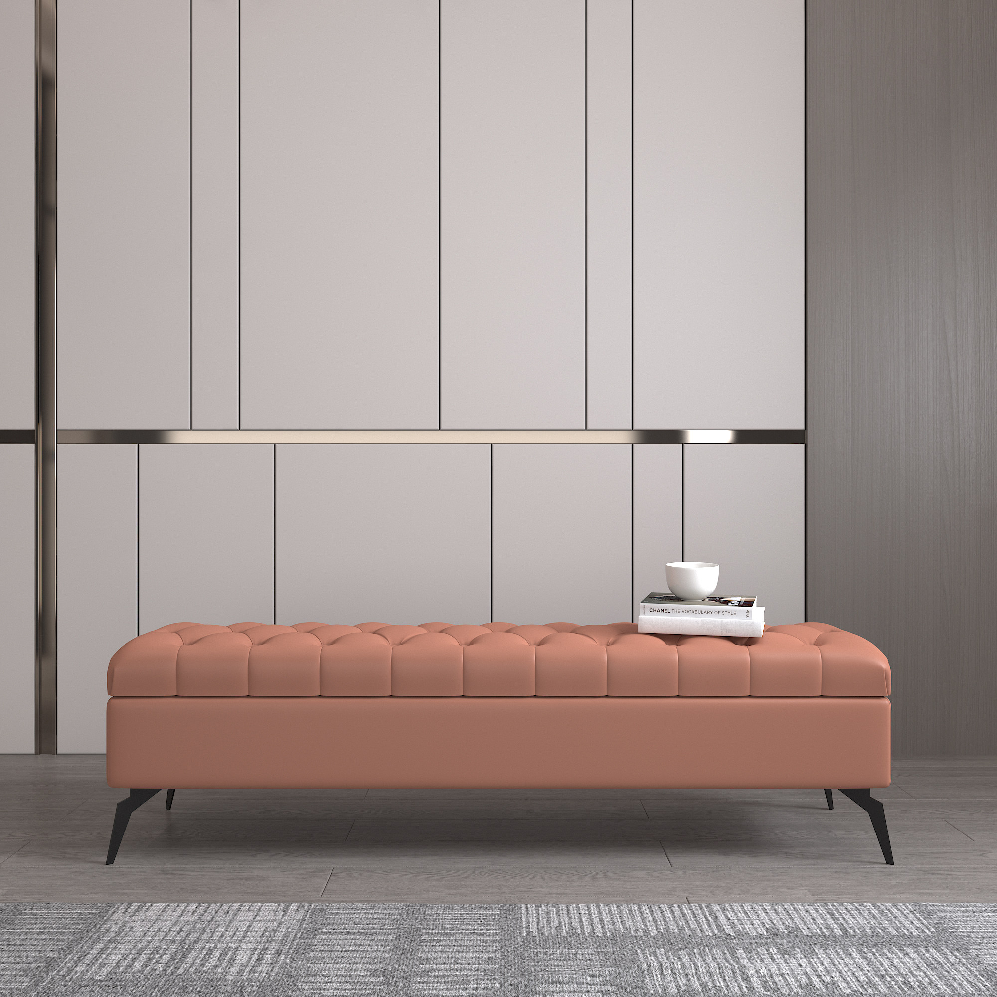 Light luxury Nordic simple wear and change shoes stool leather door clothing store storage long small sofa bedroom bed end long stool